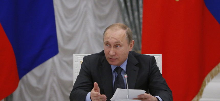 Russian President Vladimir Putin speaks during a meeting of the presidential council on science and education at the Kremlin in Moscow, Russia, Wednesday, June 24, 2015.