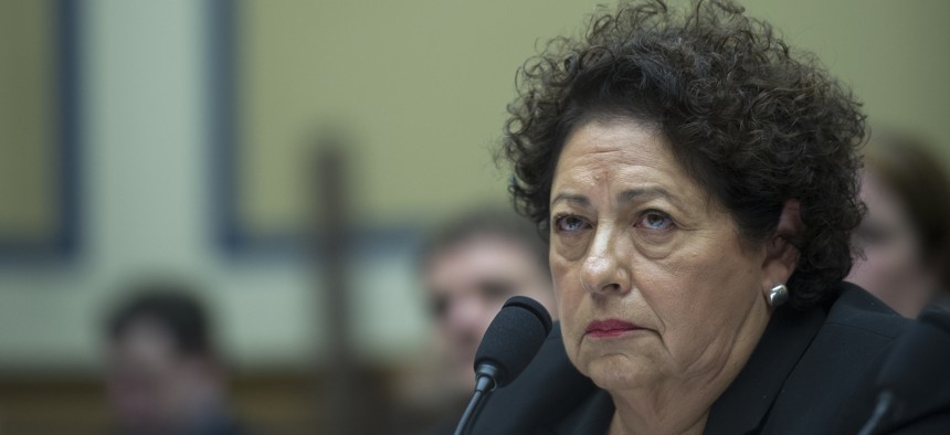 Katherine Archuleta director, Office of Personnel Management, testifies before a House Oversight and Government Reform Committee hearing on Capitol Hill in Washington, Tuesday, June 16, 2015. 