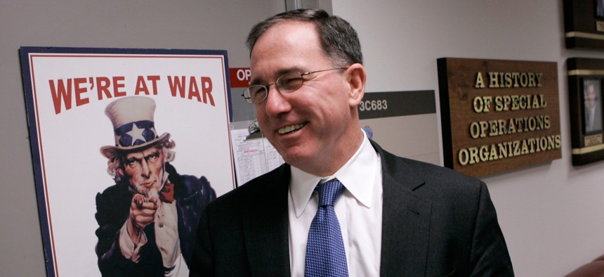 Michael G. Vickers, former Assistant Secretary of Defense for Special Operations/Low-Intensity Conflict & Interdependent Capabilities, speaks with The Associated Press during an interview at the Pentagon in this Nov. 16, 2007 file photo.