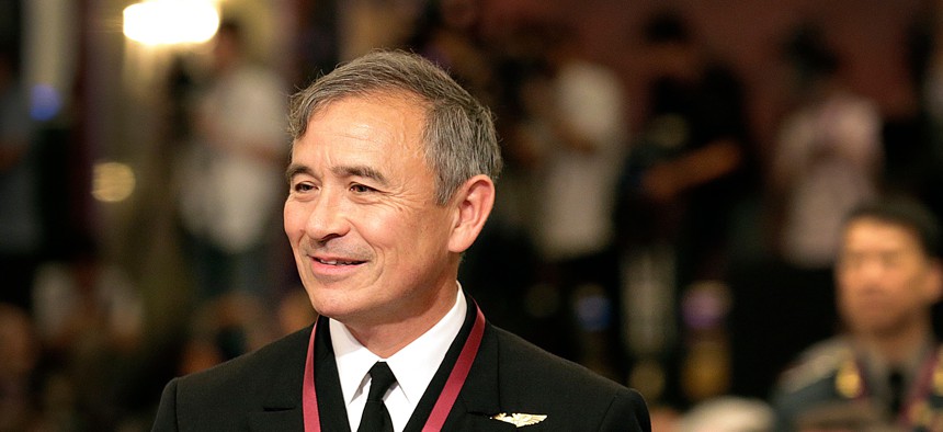 Adm. Harry Harris, the new head of the U.S. Pacific Command, attends the opening of the International Institute for Strategic Studies Shangri-la Dialogue, or IISS 14th Asia Security Summit Friday, May 29, 2015, in Singapore. 