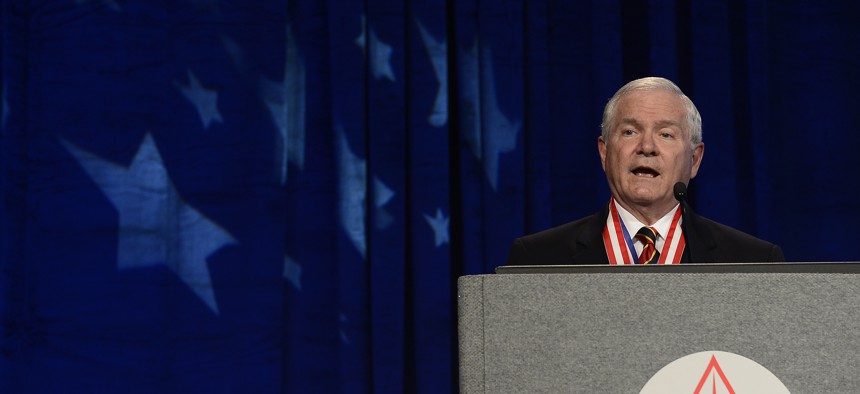 In this May 23, 2014, file photo, former Defense Secretary Robert Gates addresses the Boy Scouts of America's annual meeting in Nashville, Tenn.