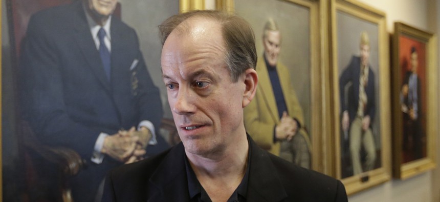 Thomas Drake, a former National Security Agency senior executive who leaked information to the media, speaks with reporters at the University of Utah's Hinckley Institute of Politics, Thursday, April 10, 2014, in Salt Lake City.