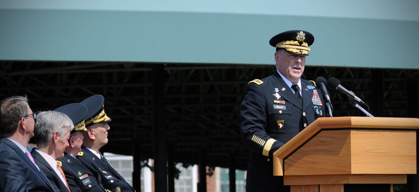 Army Chief of Staff Gen. Mark A. Milley's change-of-command ceremony at Joint Base Myer-Henderson Hall's Summeral Field in Arlington, Va., Aug. 14, 2015. 