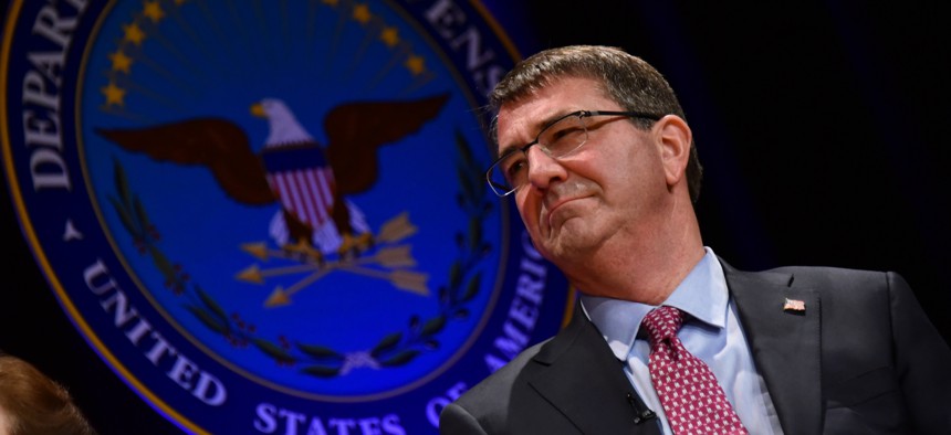 Secretary of Defense Ashton B. Carter during his swearing-in ceremony at the Pentagon March 6, 2015.