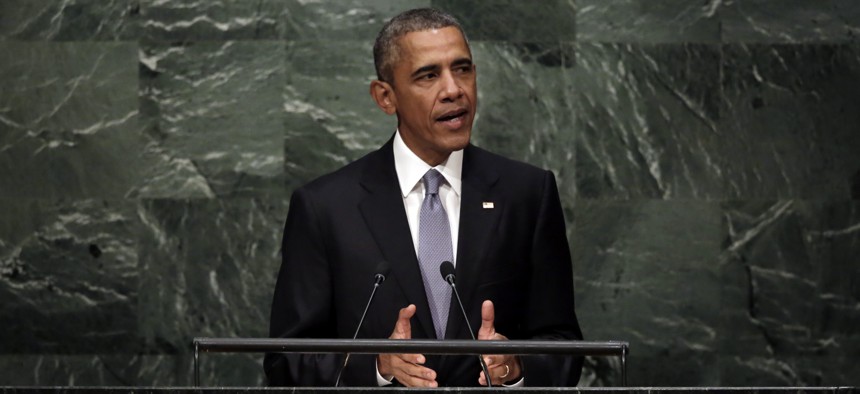 U.S. President Barack Obama addresses the 70th session of the United Nations General Assembly on Sept. 28, 2015. 