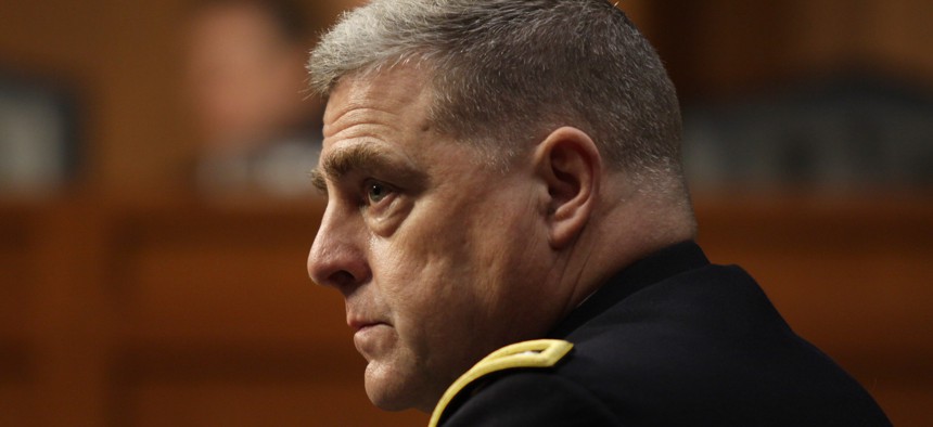 Gen. Mark Milley answers questions at his confirmation hearing to be Chief of Staff of the Army at the Senate Armed Services Committee on July 21, 2015 on Capitol Hill in Washington.