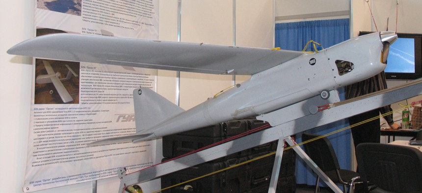 Russian drone Orlan-10 at InterAeroCom 2010, St. Petersburg.