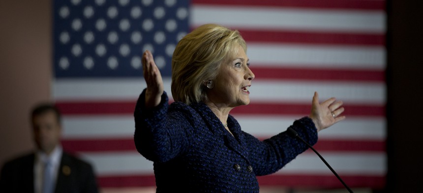 Democratic presidential candidate Hillary Clinton speaks during a rally on the campus of Simpson College Thursday, Jan. 21, 2016, in Indianola, Iowa. 