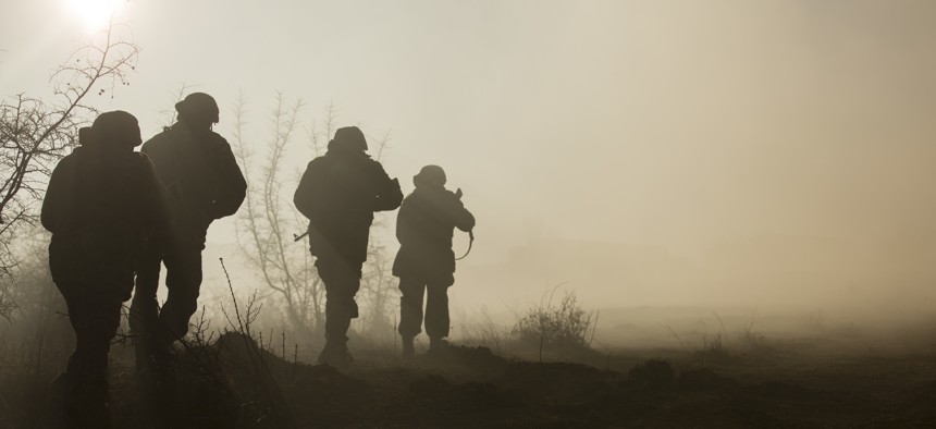 U.S. Marines, along with Bulgarian and Romanian Forces, train together at Novo Selo Training Area, Bulgaria, Jan. 15, 2016.