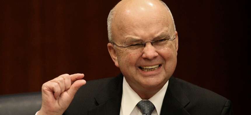 CIA Director Michael Hayden gestures during a news conference at CIA headquarters in Langley, Va., Thursday, Jan. 15, 2009.