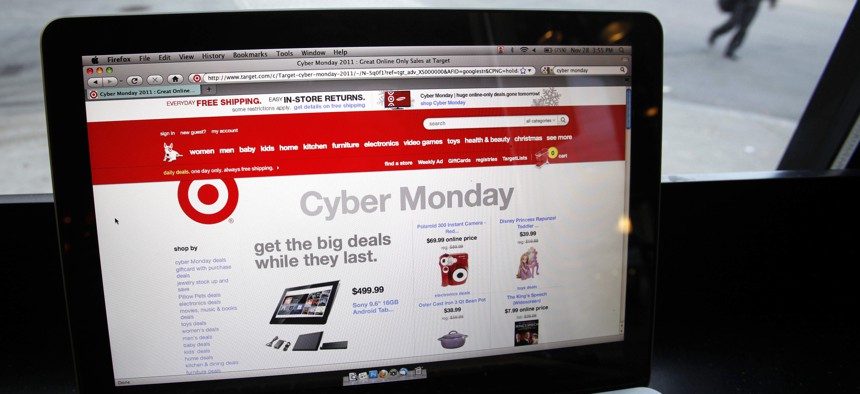 The Target web site is shown on a computer screen at a coffee shop in Providence, R.I. Monday, Nov. 28, 2011. 