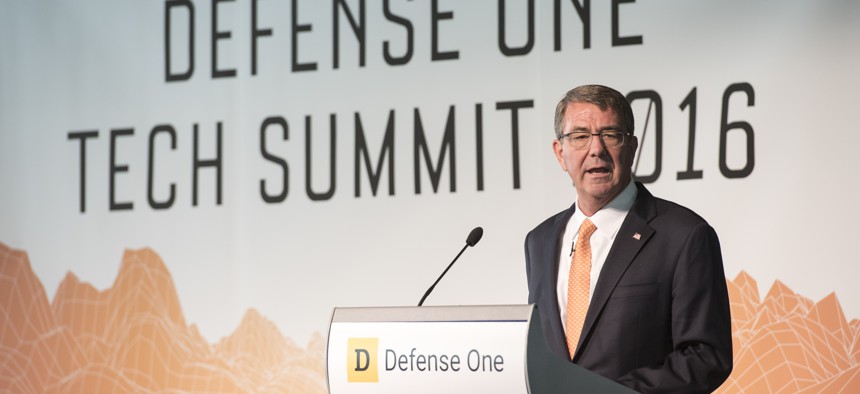 Secretary of Defense Ash Carter speaks at the Defense One Tech Summit in Washington D.C., June 10, 2016. 