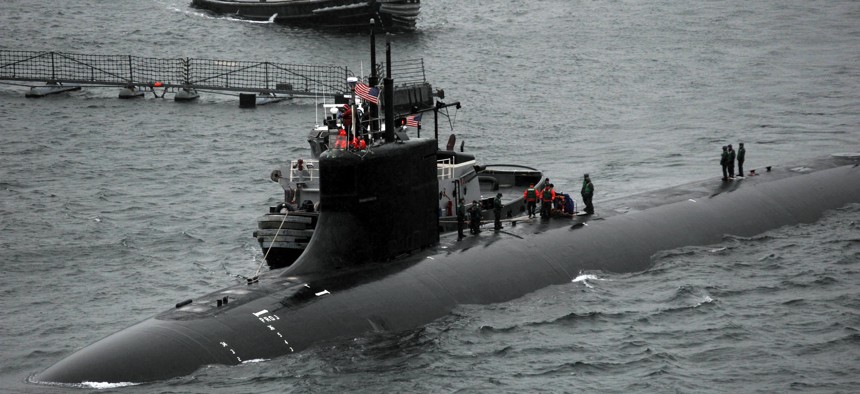 The Seawolf-class attack submarine USS Connecticut (SSN 22) returns to port at Naval Base Kitsap-Bremerton after participating in Ice Exercise (ICEX) 2011 in the Arctic Circle, April 27, 2011.
