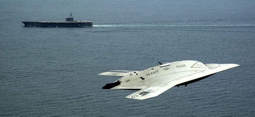An X-47B UAV made a historic launch from the aircraft carrier USS George H.W. Bush on May 14, 2013.