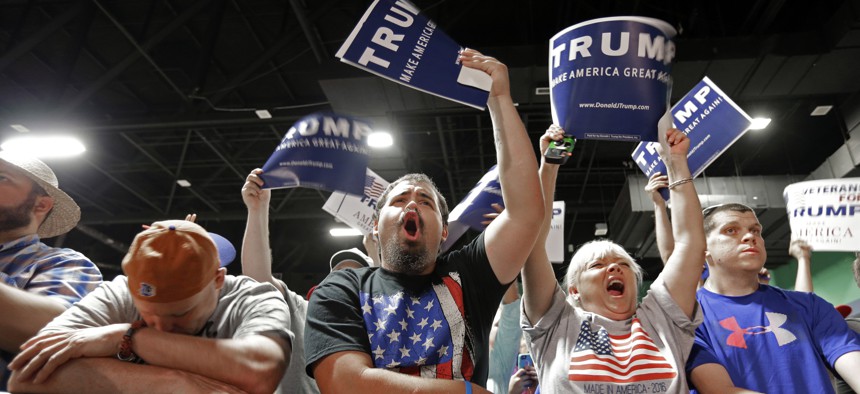 Donald Trump supporters at a campaign rally at the Greensboro Coliseum in Greensboro, N.C., Tuesday, June 14, 2016.