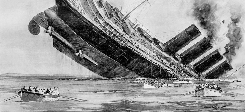 The 1915 sinking of the Lusitania backed President Woodrow Wilson into a corner.