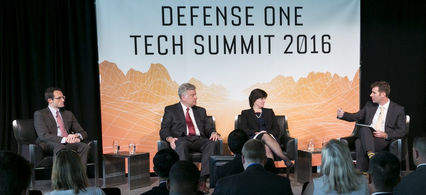 Will Roper, director of the Strategic Capabilities Office, left, at the Defense One Tech Summit, in Washington, D.C., June 10, 2016.