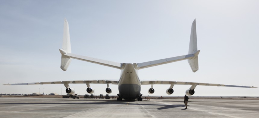 An Antonov An-225 cargo plane at Camp Bastion, Afghanistan, in March 2011.