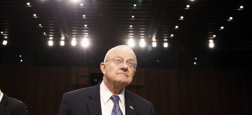Director of the National Intelligence James Clapper arrives on Capitol Hill in Washington, Tuesday, Feb. 9, 2016, to testify before the Senate Intelligence Committee hearing on worldwide threats. 