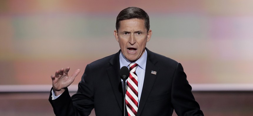 Retired Lt. Gen. Michael Flynn spoke on the opening day of the Republican National Convention in July. 