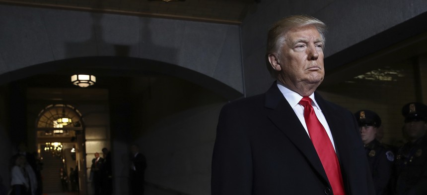 President-elect Donald Trump pauses as he waits to be introduced on the West Front of the U.S. Capitol on Friday, Jan. 20, 2017, in Washington, for his inauguration ceremony as the 45th president of the United States.