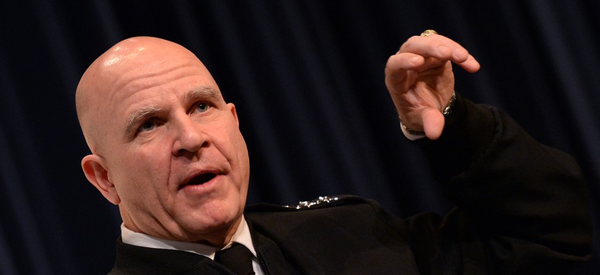 Then-Lt. Gen. H.R. McMaster, speaks to students, staff, and faculty during a visit to U.S. Naval War College in Newport, R.I., March 22, 2016.