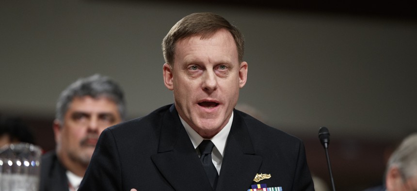 National Security Agency and Cyber Command chief Adm. Michael Rogers testifies on Capitol Hill in Washington, Thursday, Jan. 5, 2017, before the Senate Armed Services Committee hearing: