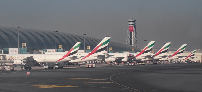 Flights coming from Dubai International Airport, pictured here, are included in the electronic device ban.