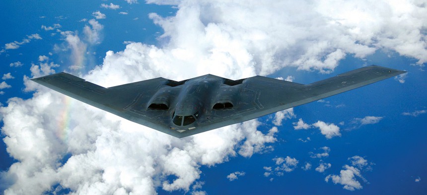 The B-2 is a multi-role bomber capable of delivering both conventional and nuclear ammunition. 