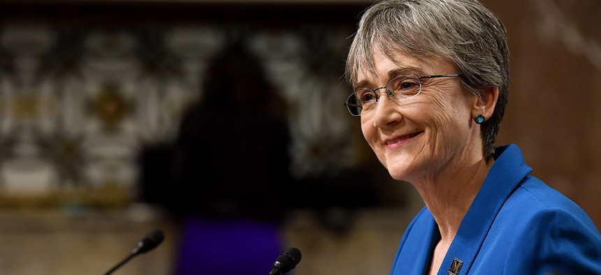 Secretary of the Air Force Nominee Heather Wilson testifies before the Senate Armed Services Committee, as a part of the confirmation process March 30, 2017, in Washington, D.C.