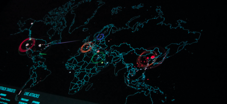 Photos taken from the Norse Attack Map.   The map shows in realtime attacks that happen on the Norse honeypots.