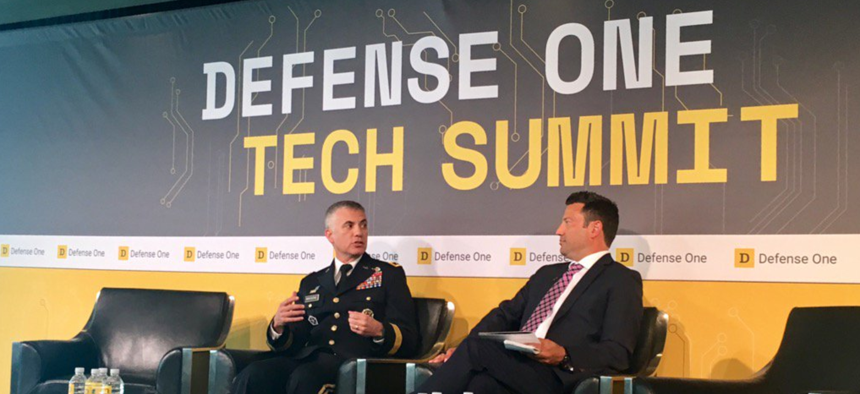  Army Lt. Gen. Paul Nakasone talks at the 2nd Annual Defense One Tech Summit on July 13, 2017, in Washington, D.C.
