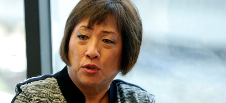 In this July 25, 2016 file photo, former U.S. Rep. Colleen Hanabusa speaks to The Associated Press in Honolulu. 