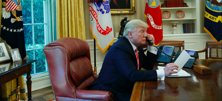 President Donald Trump talks with new Irish Prime Minister Leo Varadkar on June 27, 2017, in the Oval Office of the White House in Washington.