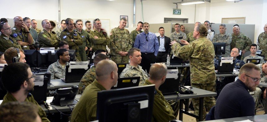 American and Israeli officials visited the Juniper Cobra 16 exercise site in Israel, February 24, 2016. 