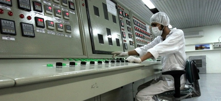  an Iranian technician works at the Uranium Conversion Facility just outside the city of Isfahan 255 miles (410 kilometers) south of the capital Tehran, Iran, Feb. 3, 2007.