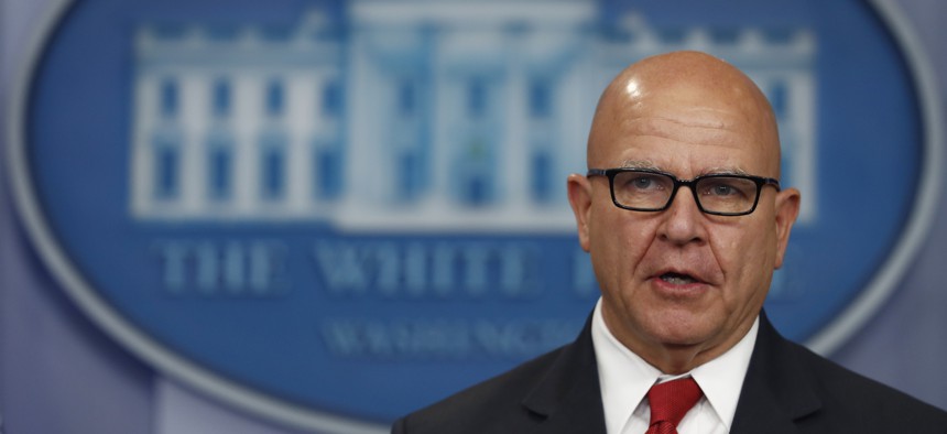 In this file photo, national security adviser H.R. McMaster, speaks during the news briefing at the White House, in Washington, on Aug. 25, 2017.