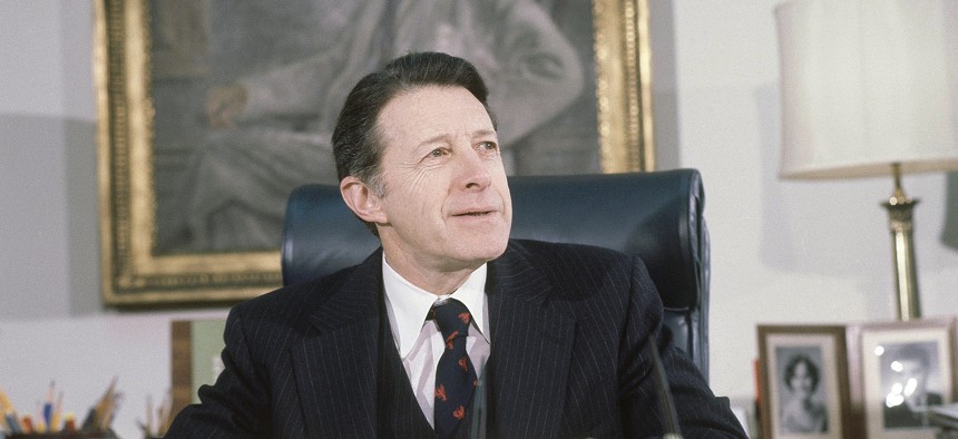 Secretary of Defense Caspar Weinberger in Washington, D.C. in February 1981.