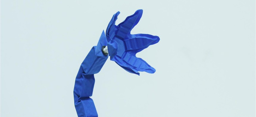 A "soft robot" snake arm designed by Harvard's Wyss Institute and MIT's CSAIL institute