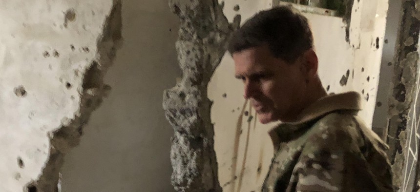 In his first visit to Raqqa since it's October liberation, Gen. Joseph Votel tours former ISIS torture chambers. Votel called on the international community to help rebuild, despite lacking permission from the Assad regime, Monday, January 21, 2018.