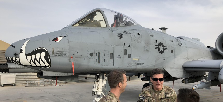 Gen. Joseph Votel, U.S. Central Command commander, visited newly arrived A-10s at Kandahar Air Field, Sat. Jan. 27, 2018.