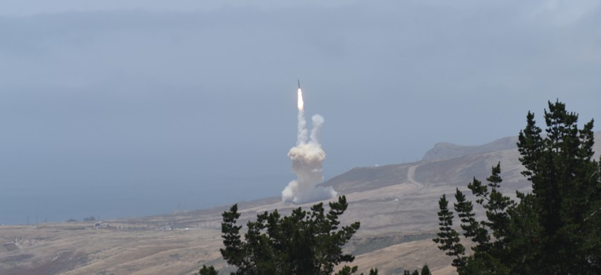 The U.S. Missile Defense Agency conducts an intercept test of an intercontinental ballistic missile at Vandenberg Air Force Base, Calif., May 30, 2017.
