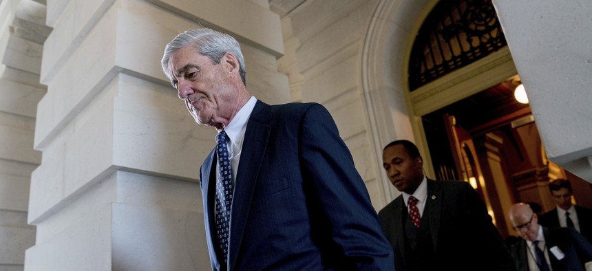 In this June 21, 2017, file photo, former FBI Director Robert Mueller, the special counsel probing Russian interference in the 2016 election, departs Capitol Hill.
