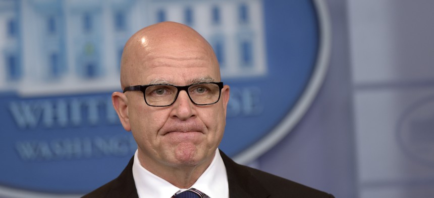 National Security Adviser H.R. McMaster pauses during a briefing at the White House in Washington, Tuesday, May 16, 2017.