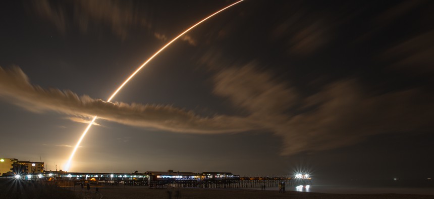 An Atlas 5 rocket launch on January 20, 2015, at Cape Canaveral, Florida.
