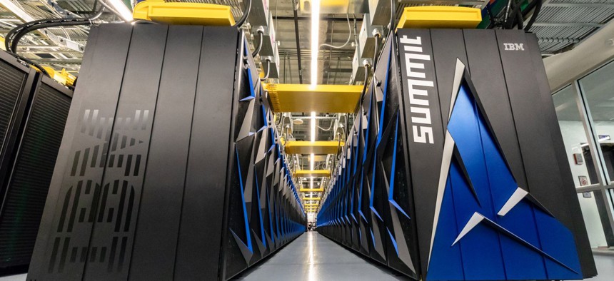 The Summit supercomputer has a peak speed of 200 petaflops, or 200,000 teraflops.