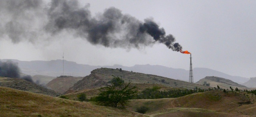 Gas and oil fields near Ahwaz, Khuzestan province, Iran.