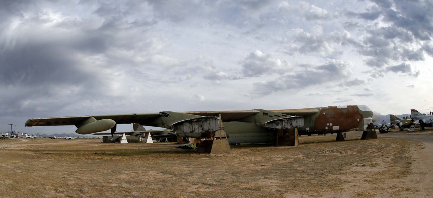 The 39th and final B-52G Stratofortress, tail number 58-0224, accountable under the New START Treaty (Strategic Arms Reduction Treaty) with Russia, is shown at the boneyard at Davis-Monthan Air Force Base, Arizona.