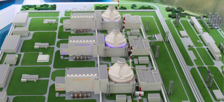 A model of the Akkuyu Nuclear Power Plant in Mersin, Turkey.