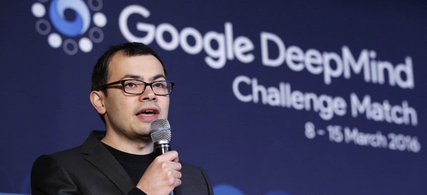 Google DeepMind CEO Demis Hassabis answers a reporter's question during a press event after finishing the final match of the Google DeepMind Challenge Match against Google's artificial intelligence program, AlphaGo, in Seoul, South Korea, March 15, 2016.